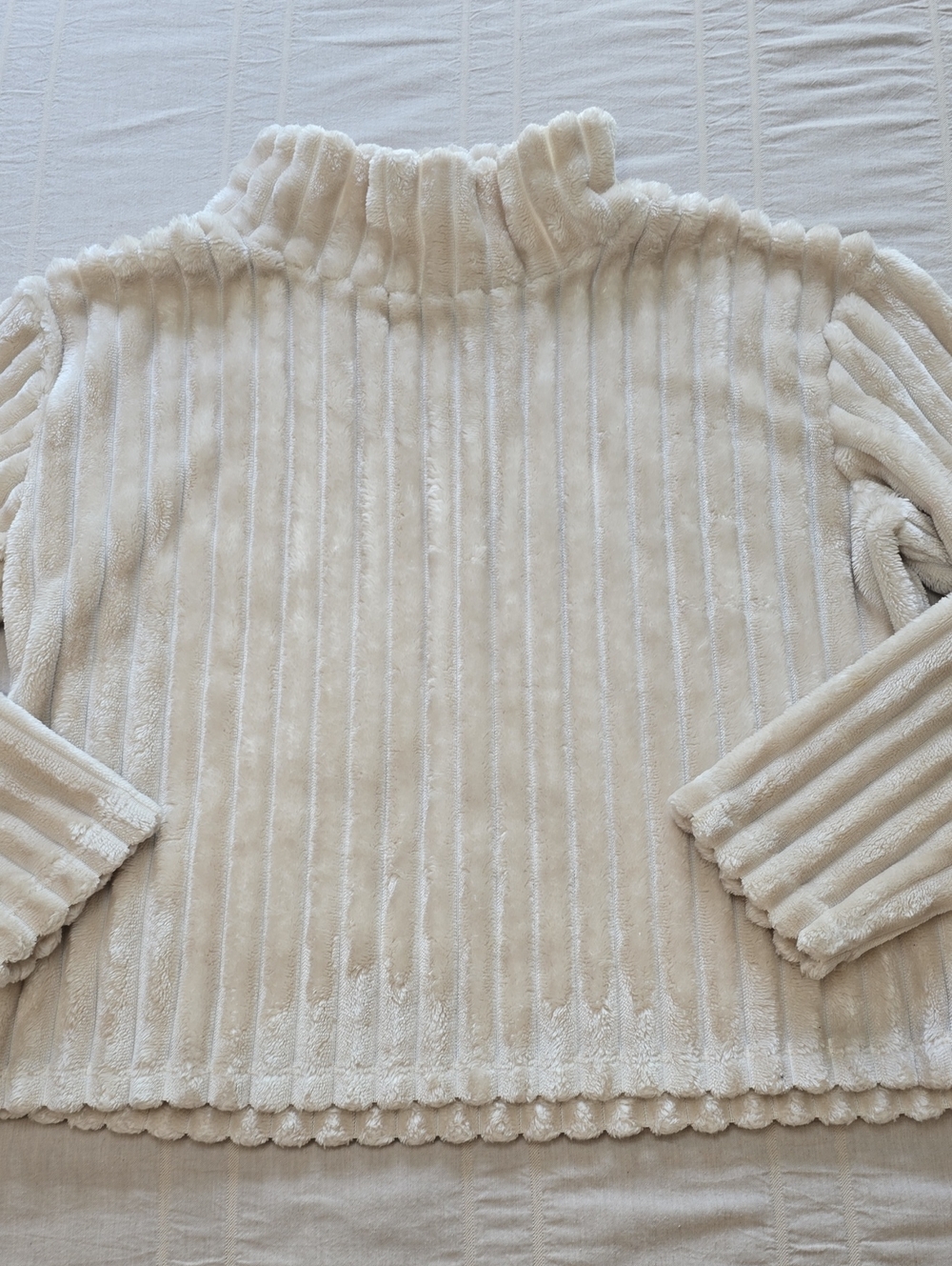 Planet Gold Cozy Cream Ribbed Plush Mock Neck Pullover Women Juniors XS